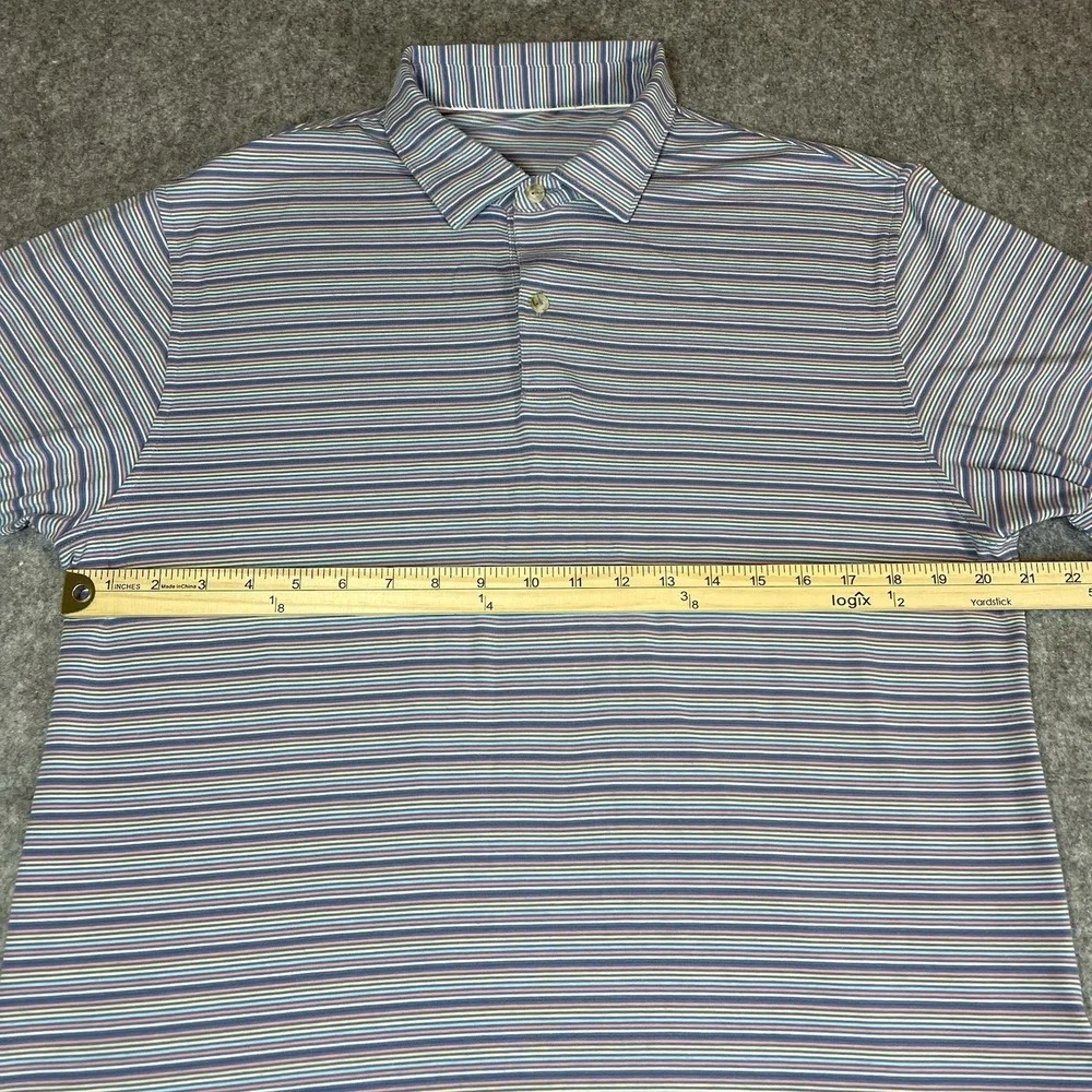 Peter Millar Seaside Polo Shirt Mens M Blue Pink Striped Short Sleeve - Picture 10 of 10